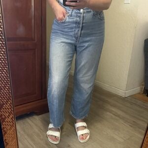 LEVI's Ribcage Straight Ankle Premium Jeans  W29 Button Fly Denim Medium Wash